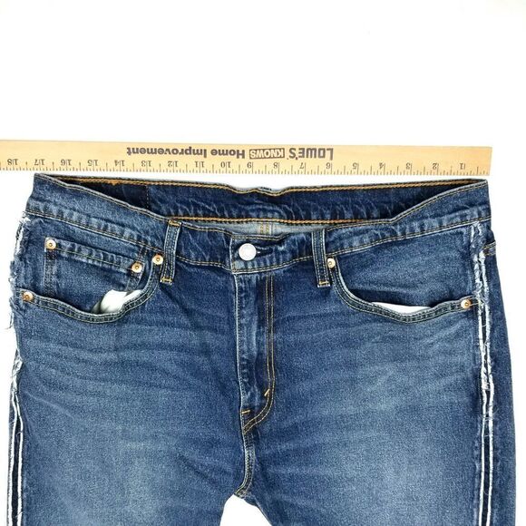 Levis CUSTOM 512 Slim Tapered Raw Hem Side Stripe Faded Denim Jeans Womens 10 - Picture 6 of 7